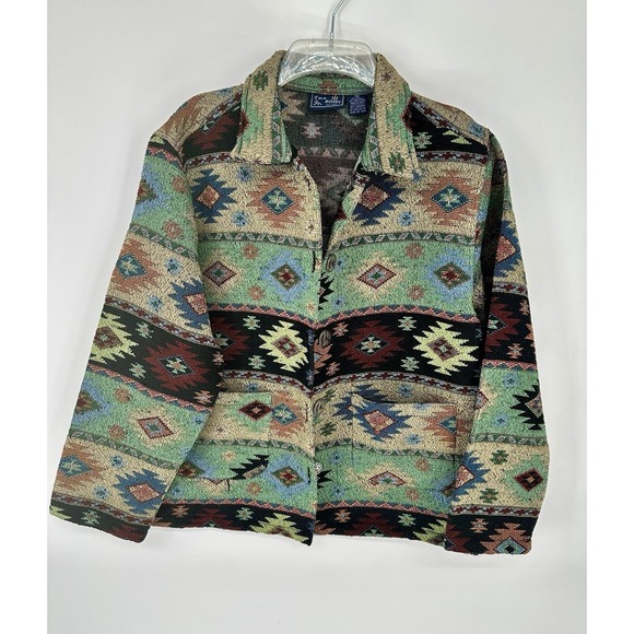 Jane Ashley Jackets & Blazers - Wool Aztec Blanket Coat Women Rare Multi Color M SW NATIVE PENDLETON WOOLRICH